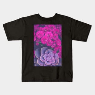 Autumn Flowers and Echeveria Kids T-Shirt